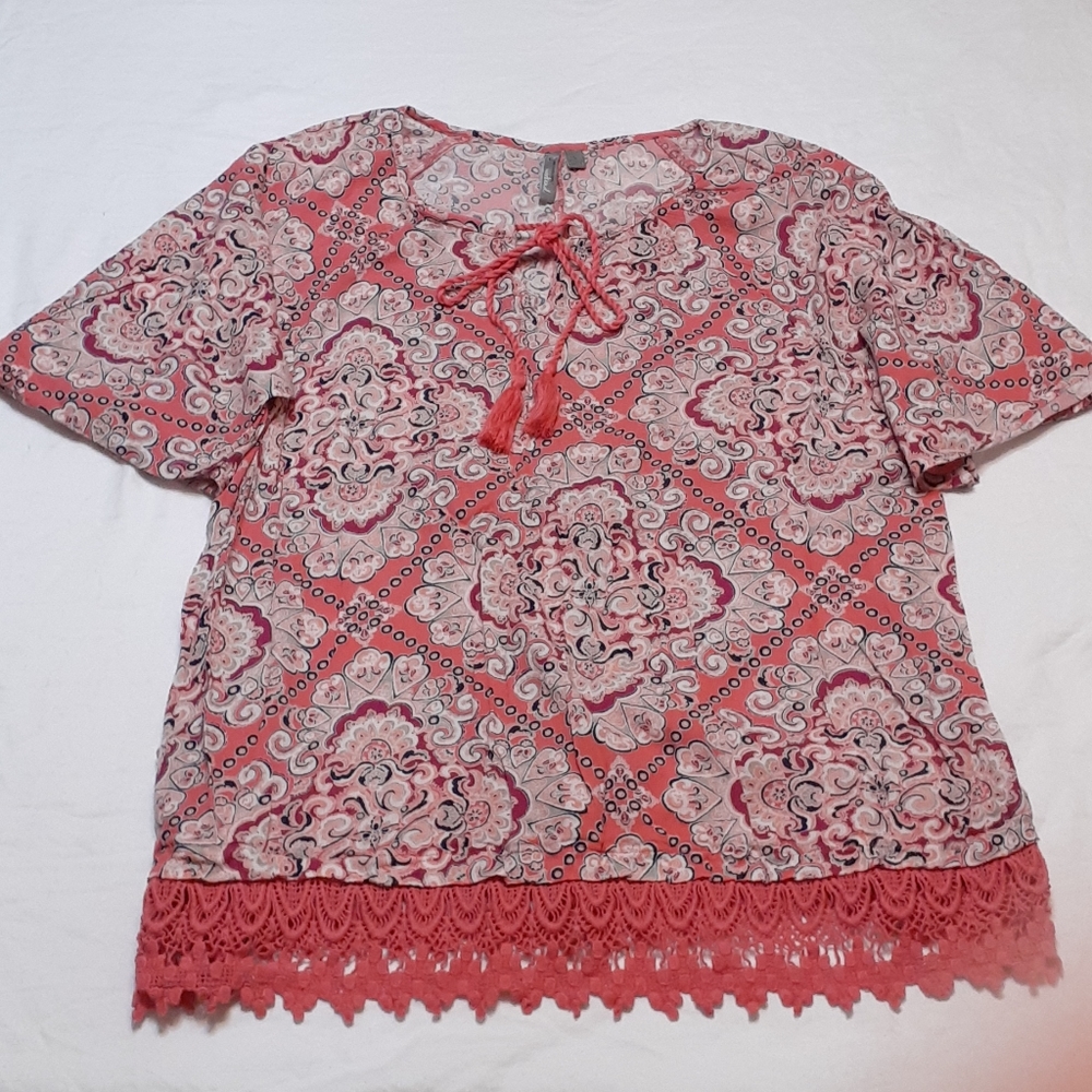 Women's T Shirt Blouse Large L Pink Purple